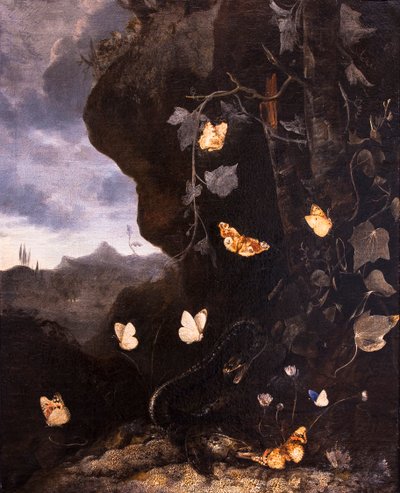Slangen, padden en vlinders door Otto Marseus van Schrieck