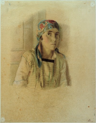 Meisje met hoofddoek door Otto Meyer Amden