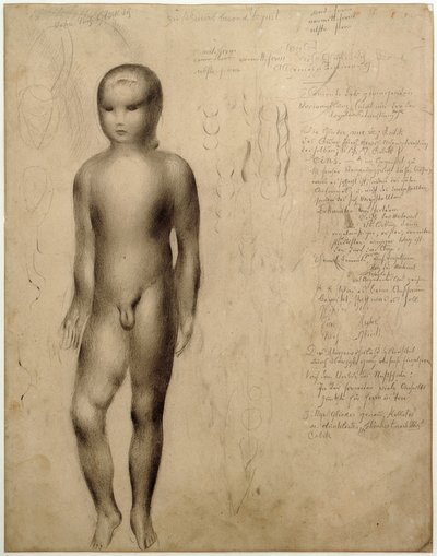 Staande naakte jongen. Studie voor lithografie van 1923 door Otto Meyer Amden