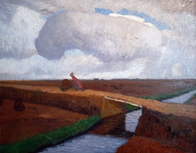 Herfstlandschap aan de Noordzeekust met kanaal door Otto Modersohn