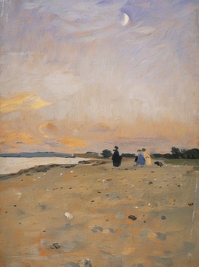 Rivierlandschap met maansikkel, 1885 of ca. 1889 door Otto Modersohn