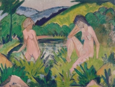 Meisje bij het water (Twee meisjes bij het water). 1926 door Otto Mueller