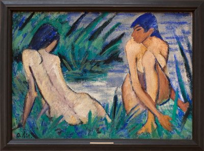 Twee meisjes in het riet door Otto Mueller