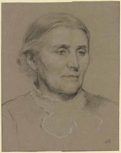 Portret van een oudere dame naar rechts gewend door Otto Scholderer