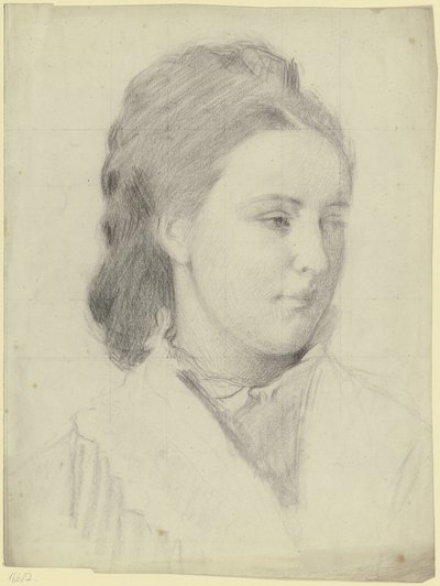 Portret van een jonge vrouw in driekwartaanzicht door Otto Scholderer