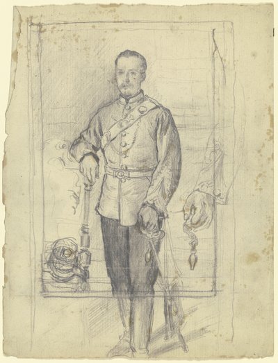 Portret van een man in uniform door Otto Scholderer