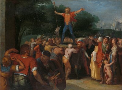 Brinno op het schild geheven (Brinio Is Aangesteld als Hoofd van de Caninifates) (een van een serie van twaalf over de Opstand van de Bataven tegen de Romeinen) door Otto van Veen