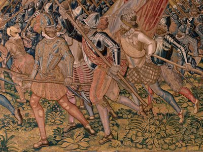 Triomfen en veldslagen van aartshertog Albert. Nachtelijke aanval op Ardres of verovering van de lage stad Ardres. Derde wandtapijt in de serie. door Otto van Veen