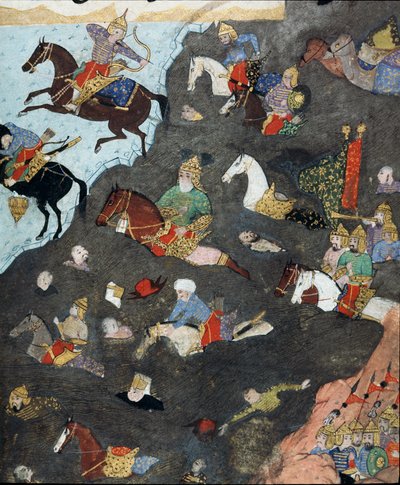 Ottomaanse Rijk: Het leger van Sultan Murad III steekt een rivier over. Miniatuur van de 16e eeuw. Istanbul, Topkapi Sarayi Museum Bibliotheek door Ottoman School