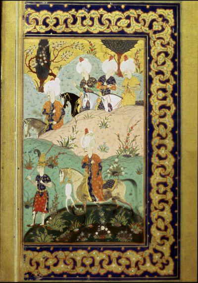 Ottomaanse Rijk: voorstelling van Sultan Selim I genaamd de Verschrikkelijke (1470-1520) te paard. Miniatuur uit de Divan (gedichtencollectie) geschreven door Sultan Selim I. (Ms. FY1330, fol. 27) 16e eeuw. Istanbul, Universiteitsbibliotheek door Ottoman School
