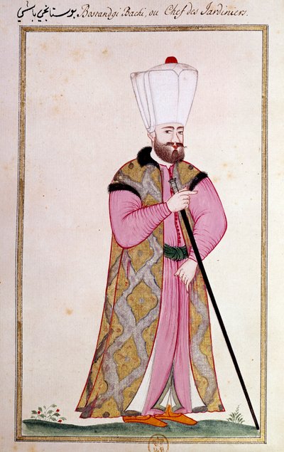 Ottomaanse kunst: hoofd van de tuinmannen van het paleis door Ottoman School