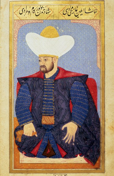 Portret van de Sultan van het Ottomaanse Rijk Murad I (1326-1389). Miniatuur uit het manuscript 