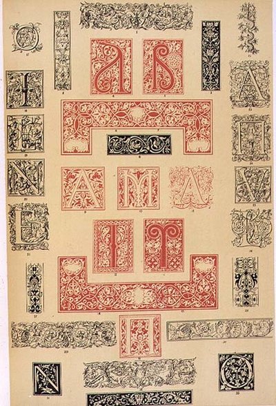 Specimens van Typografische Versieringen uit de 16e eeuw Italië en Frankrijk, gepubliceerd door Aldine, Giunta en Stephan, hoofdstuk XIX, plaat XC, uit 
