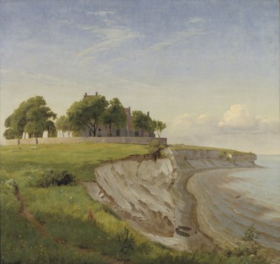 Højerup Kerk op de Kliffen van Stevns, Seeland door P.C. Skovgaard