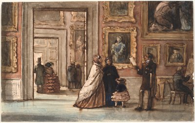 Interieur met bezoekers in Palazzo Pitti in Florence door P.C. Skovgaard