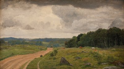 Landschap bij Kongens Møller, Sealand. Middaglicht door P.C. Skovgaard