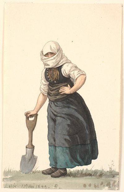 Læsø boerendochter in dagelijkse kleding door P.C. Skovgaard