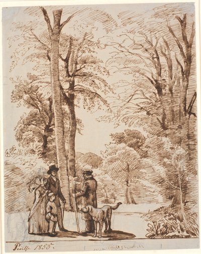 Bosweg met figuren. Islinge door P.C. Skovgaard