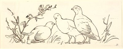 Drie patrijzen. Decoratief ontwerp door P.C. Skovgaard