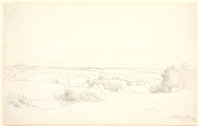 Uitzicht over een heuvelachtig landschap door P.C. Skovgaard