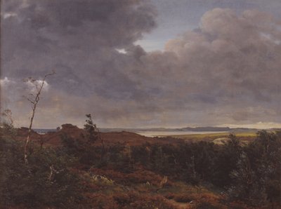 Uitzicht op Frederiksværk vanuit het Tisvilde bos, Noord-Seeland door P.C. Skovgaard