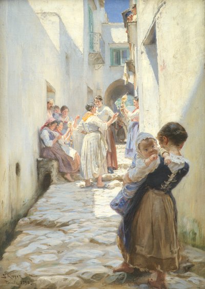 Een straat in Torello, Italië door Peder Severin Krøyer