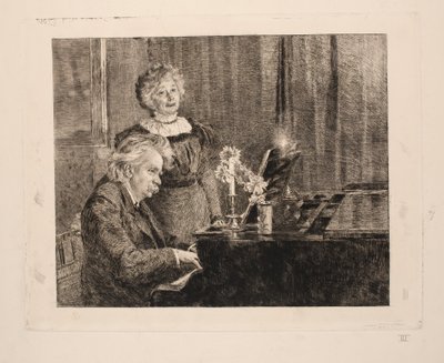 Edvard en Nina Grieg bij de piano door Peder Severin Krøyer