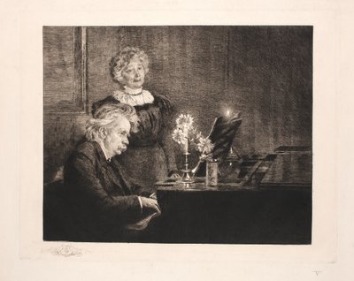 Edvard en Nina Grieg aan de piano door Peder Severin Krøyer