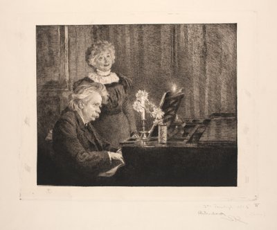 Edvard en Nina Grieg bij de piano door Peder Severin Krøyer