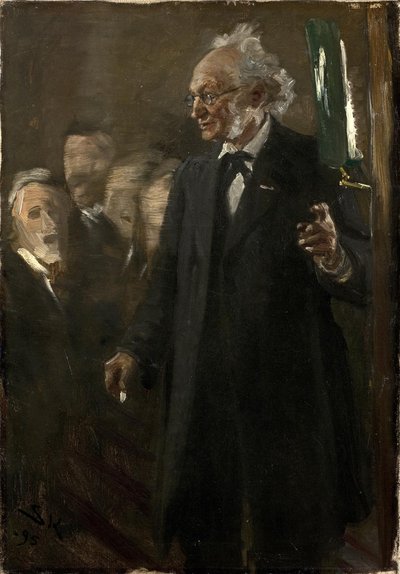 Professor in de zoölogie, Japetus Steenstrup geeft een lezing door Peder Severin Krøyer