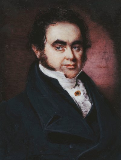 Portret van de navigator, James Wendell (1787-1834), buste lengte, in een blauwe jas en witte kraag door P. G. Dodd