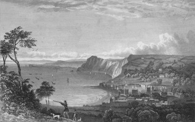 Sidmouth, vanaf de kliffen, richting Seaton, 1832 door P. Heath
