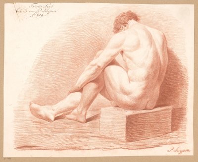 Zittend mannelijk naakt, op de rug gezien (2e prijs 1809) door P. Luypen