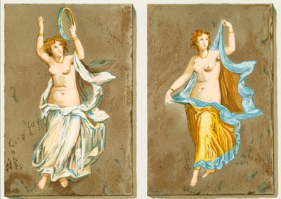 Dansende meisjes uit een Pompeiaanse schildering door P. Sellier