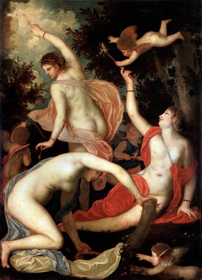 Gratiën en Cupido, ca. 1600-1640 door Padovanino