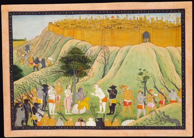 Rama en Lakshmana in overleg met de aap en beer bondgenoten, ca. 1800 door Pahari School