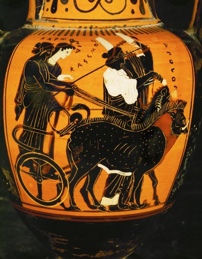 Cadmos, broer van Europa, vader van Semele, en zijn vrouw Harmonia, dochter van Ares en Aphrodite ... door Painter Diosphos