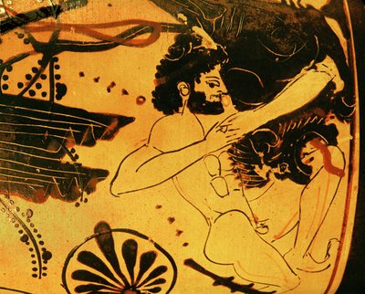 Herakles die de leeuw doodt ... door Painter Diosphos