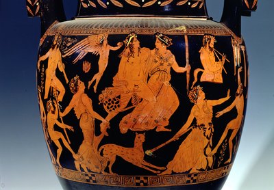 Attische roodfigurige volute-krater (detail) door Painter Pronomos