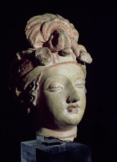 Hoofd, uit Gandhara, Grieks-Boeddhistische stijl, 1e-4e eeuw door Pakistani School