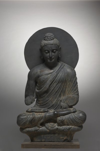 Zittende Boeddha, uit Gandhara, Kushan Periode, 1e helft van de 3e eeuw door Pakistani School