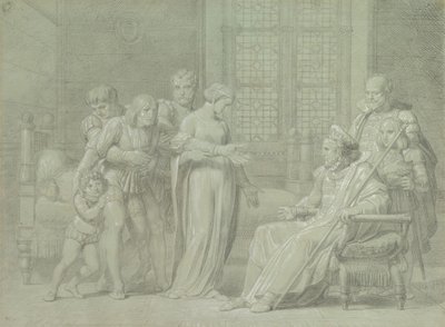 Koning Karel VIII van Frankrijk met de stervende Gian Galeazzo Sforza in Pavia, 1775-1860 door Palagi Filippo Pelagio
