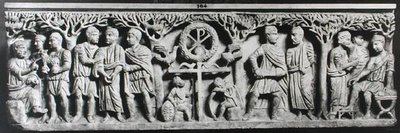 Christelijke sarcofaag, met scènes uit het leven van Christus (marmer) door Paleo Christian