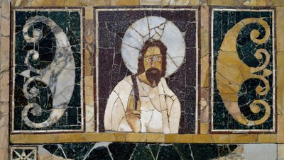 Ingelegd marmer met het gezicht van Christus, artefact uit Rome, Italië, Vroegchristelijke periode door Paleo Christian