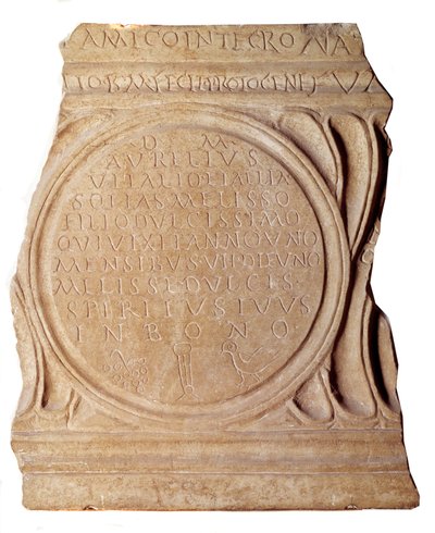 Paleochristelijke kunst: Christelijke grafsteen van Melissus. Uit Rome, Parijs, Louvre Museum door Paleo Christian Paleo Christian