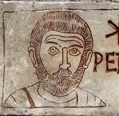 Voorstelling van Sint-Pieter. Paleochristelijke graffiti uit Aquileia. 1e eeuw na Christus. Aquileia, Museo Nazionale Paleocristiano door Paleo Christian Paleo Christian