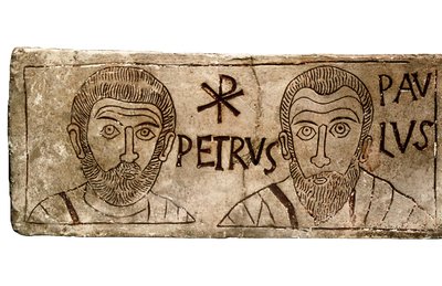Sarcophagus met apostelen Petrus en Paulus, Vroegchristelijke beschaving door Paleo Christian Paleo Christian
