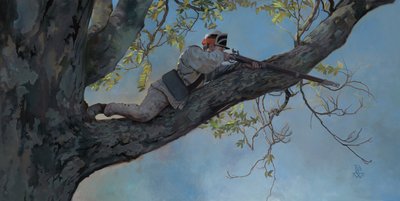 Scherpschutter, 2017 (olieverf op doek) door Pamela Patrick White