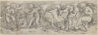 Dronken sater en putti door Paolo Farinati