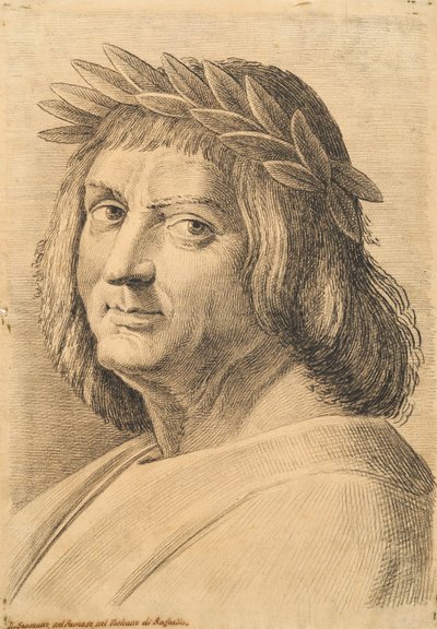 Torso en hoofd van een man, uit 42 Studies van Hoofden na Raphael door Paolo Fidanza